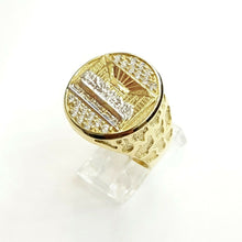 Load image into Gallery viewer, 10k two tone gold last supper religious men&#39;s Ring diamond cut jewelry Size 9.5
