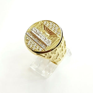 10k two tone gold last supper religious men's Ring diamond cut jewelry Size 9.5