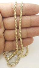 Load image into Gallery viewer, 10K yellow gold 3.5mm hollow rope chain Necklace fine jewelry unisex 11.3g 26&quot;
