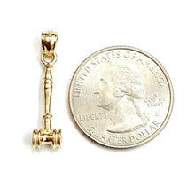 Load image into Gallery viewer, 14k Yellow Gold 3D judges gavel Auctioneer mallet Hammer Pendant jewelry 1.7g
