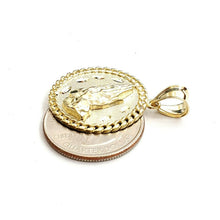 Load image into Gallery viewer, 10k yellow gold round praying hands pendant charm diamond cut jewelry 0.96" 4.1g
