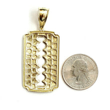 Load image into Gallery viewer, 10k yellow gold nugget razor blade pendant charm diamond cut fine Jewelry 6.7g
