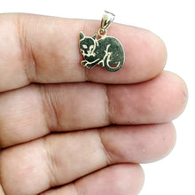 Load image into Gallery viewer, New 14k solid yellow Gold cat full body Pendant charm jewelry fine gift pet 1.1g

