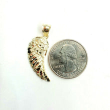 Load image into Gallery viewer, 10k Yellow Gold Single Angel Wing Pendant Diamond Cut Unisex fine jewelry 1.3g
