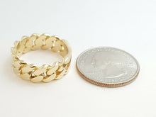 Load image into Gallery viewer, 14K solid Yellow Gold Cuban link Ring Band fine gift jewelry 9.3g 7.6MM size 9.5
