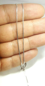 New 14K white Gold 0.8mm Square Box Chain Necklace fine gift jewelry 1.7g 16"