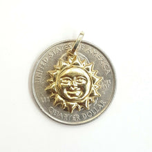 Load image into Gallery viewer, 14k yellow gold hollow sun sol pendant charm astrology fine jewelry 0.62" 1.4g
