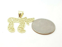 Load image into Gallery viewer, 10k yellow gold filigree chai Jewish kabbalah god pendant fine religious gift 3g
