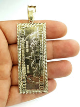 Load image into Gallery viewer, 10k yellow gold 100 dollar bill 2.71" money lucky pendant fine jewelry 12.7g

