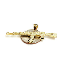 Load image into Gallery viewer, 14k yellow Gold AK-47 machine gun military rifle Pendant charm fine gift 10.3g
