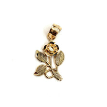 Load image into Gallery viewer, New 14k yellow solid Gold rose flower Pendant charm love fine gift jewelry 1.4g
