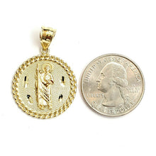 Load image into Gallery viewer, 10k yellow gold round saint Jude juda pendant charm religious jewelry 0.97" 4g
