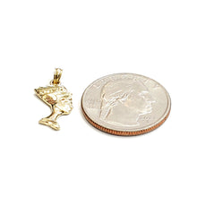 Load image into Gallery viewer, 10k yellow Gold tiny Egyptian queen Nefertiti head Pendant fine jewelry 0.9g
