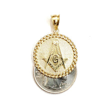 Load image into Gallery viewer, New 10k yellow Gold round Freemason Masonic Pendant 0.97" religious jewelry 3.9g
