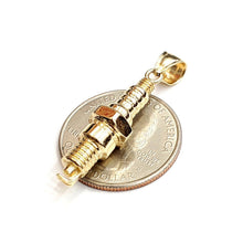 Load image into Gallery viewer, 14k yellow Gold 3D spark plug Pendant charm automobile engine fine jewelry 8.5g
