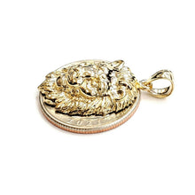 Load image into Gallery viewer, 14k yellow solid Gold lion Leo head face zodiac Pendant charm fine jewelry 4.7g
