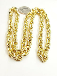 New 10K yellow gold 7.75mm Hollow rolo link chain Necklace fine gift 40.2g 26"