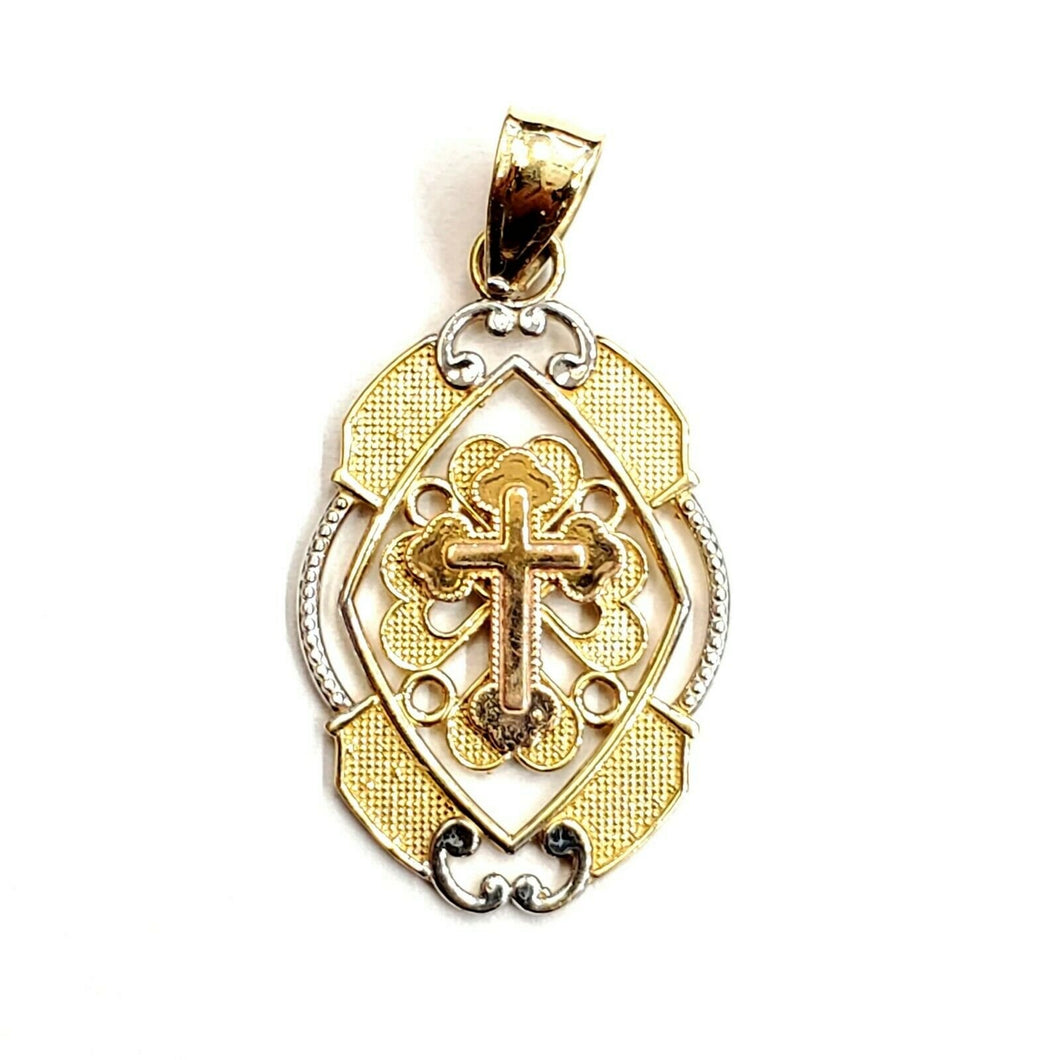 14k solid 3 color gold cross Pendant charm fine gift religious jewelry unisex 2g
