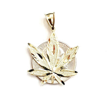 Load image into Gallery viewer, 10k yellow gold marijuana leaf weed pendant charm medical gift fine jewelry 2.6g
