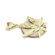 Load image into Gallery viewer, New 10k yellow gold marijuana leaf weed pendant diamond cut medical jewelry 2.7g
