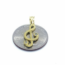 Load image into Gallery viewer, 10k solid yellow Gold music sign Pendant cubic zirconia fine jewelry 1.5g
