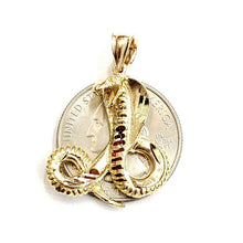 Load image into Gallery viewer, 14k yellow gold cobra snake reptile Pendant charm diamond cut fine jewelry 4.5g
