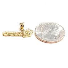 Load image into Gallery viewer, 14k Yellow Gold 3D chain saw Pendant charm construction tool fine jewelry 1.8g
