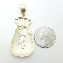 Load image into Gallery viewer, 10k yellow gold dollar sign money bag lucky pendant charm fine gift jewelry 7g

