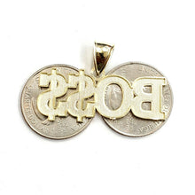 Load image into Gallery viewer, New 10k yellow Gold Boss dollar sign word Pendant charm fine gift jewelry 4.2g
