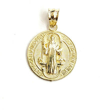 Load image into Gallery viewer, New 10k yellow gold round saint benedict san Benito pendant jewelry 0.69" 2.1g

