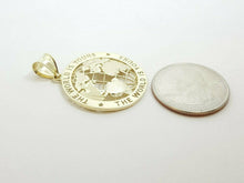 Load image into Gallery viewer, 10k yellow gold round globe planet earth world map pendant fine gift 1.09" 3.1g
