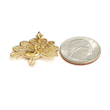 Load image into Gallery viewer, 14k yellow gold peacock pavo real bird filigree pendant charm fine jewelry 3.8g
