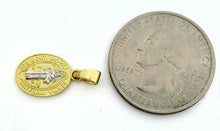 Load image into Gallery viewer, 14k gold two tone oval saint benedict san Benito pendant religious jewelry 1g
