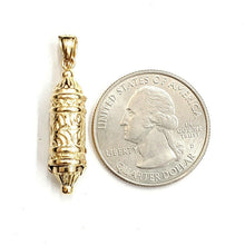Load image into Gallery viewer, New 14k yellow gold 3D mezuzah star of David kabbalah Jewish Torah pendant 4.3g
