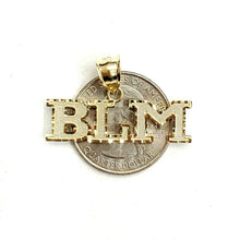 Load image into Gallery viewer, New 10k yellow gold BLM black lives matter pendant charm fine gift unisex 2.5g
