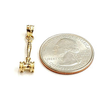 Load image into Gallery viewer, 14k Yellow Gold 3D judges gavel Auctioneer mallet Hammer Pendant jewelry 1.7g
