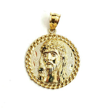 Load image into Gallery viewer, 10k yellow gold round Jesus face head pendant charm religious jewelry 0.97" 4.6g
