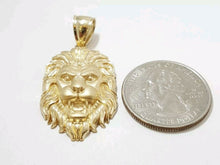 Load image into Gallery viewer, 14k yellow solid Gold lion Leo head face zodiac Pendant charm fine jewelry 4.6g
