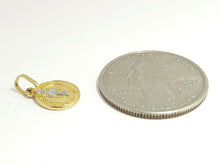 Load image into Gallery viewer, 14k gold two tone round saint Benedict San Benito pendant religious 0.39" 0.6g
