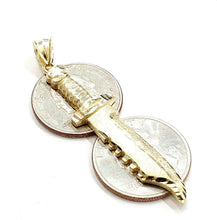 Load image into Gallery viewer, New 10k yellow Gold dagger knife Pendant charm fine gift jewelry for men 3.5g
