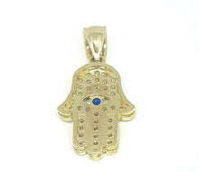 Load image into Gallery viewer, New 14k yellow gold khamsa hamsa hand eye Jewish religious cubic zirconia 2.5g
