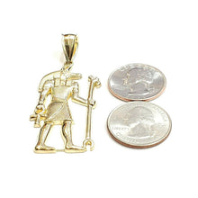 Load image into Gallery viewer, 10k yellow Gold Egypt jackal god Anubis holding Ankh Pendant fine jewelry 6.1g
