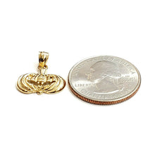 Load image into Gallery viewer, 14k yellow gold pumpkin pendant charm Halloween scary spooky fine jewelry 1.7g
