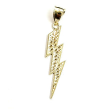 Load image into Gallery viewer, 10k yellow gold lightning bolt pendant charm fine gift jewelry diamond cut 2.4g
