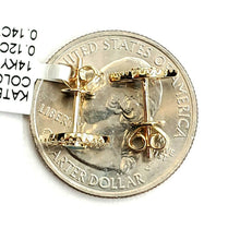 Load image into Gallery viewer, New 14k yellow Gold 0.12Ct Diamond 0.14ct turquoise eye stud Earrings Push Back

