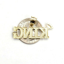 Load image into Gallery viewer, New 10k yellow Gold KING Crown word Pendant charm diamond cut fine jewelry 2.9g
