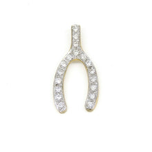 Load image into Gallery viewer, New 14k yellow Gold 0.15ct Diamonds wishbone pendant fine gift jewelry for her
