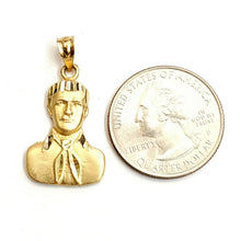 Load image into Gallery viewer, 14k yellow gold Jesus Malverde Narco saint Sinaloa pendant charm fine gift 2.2g
