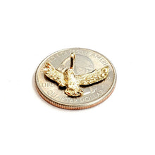 Load image into Gallery viewer, 14k yellow gold tiny owl full body pendant charm fine jewelry diamond cut 0.9g
