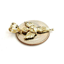 Load image into Gallery viewer, New 10k yellow Gold full body angel diamond cut Pendant charm fine jewelry 1.5g
